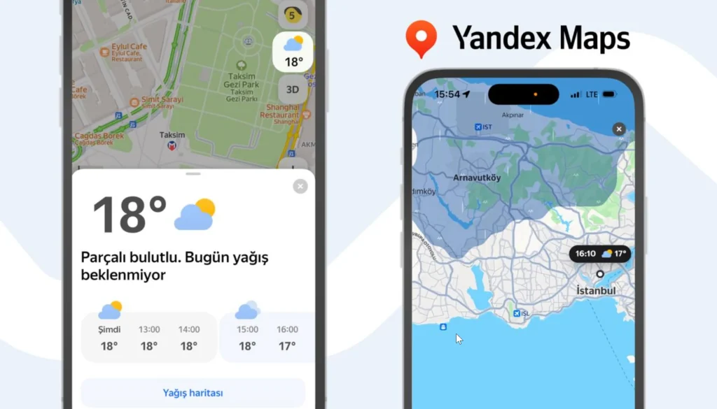 Yandex Hava Durumu Artık Haritalarda!